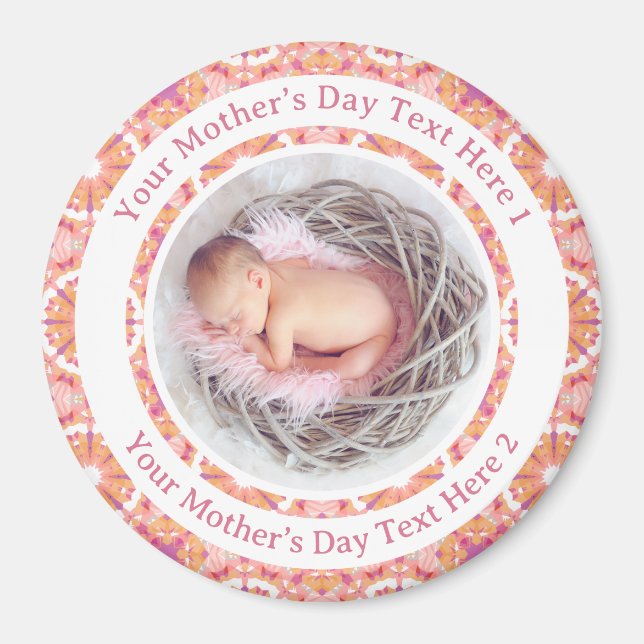 Personlig Mor's Day Peach Rosa Photo Gift Magnet (Framsidan)