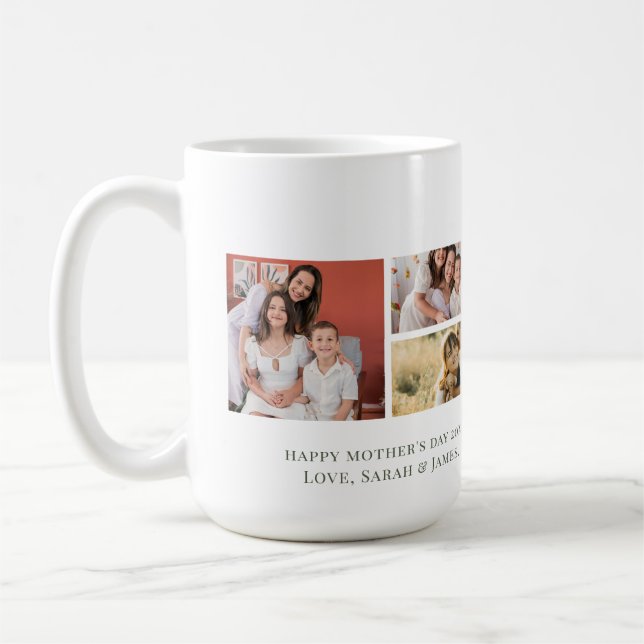 Personlig Morsdags Familjefoto Kaffe/Te-mugg Kaffemugg (Vänster)