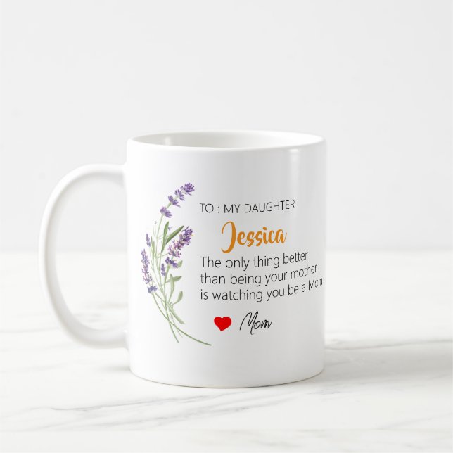 Personlig morsdagsgåva till dotter kaffemugg (Vänster)