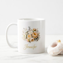 Personlig Morsdagspresent med blommotiv på mugg