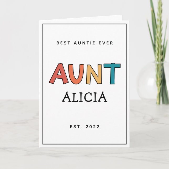 Personlig Moster Retro Gift Best Auntie Alltid Cut Kort (Framsida)
