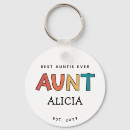 Personlig Moster Retro Gift Best Auntie Alltid Cut Nyckelring