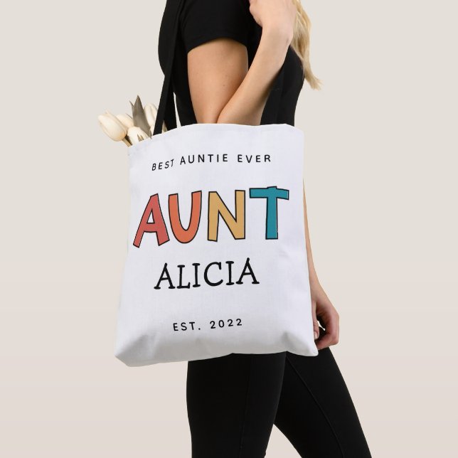 Personlig Moster Retro Gift Best Auntie Alltid Cut Tygkasse (Närbild)