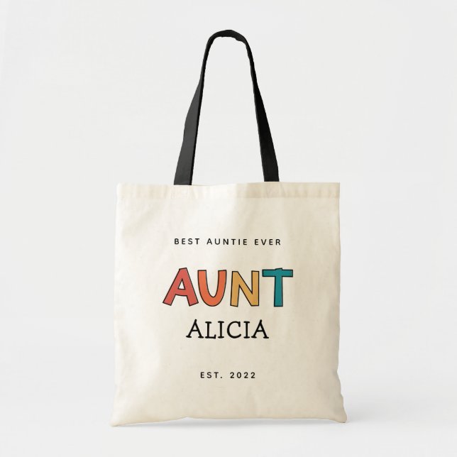 Personlig Moster Retro Gift Best Auntie Alltid Cut Tygkasse (Framsidan)