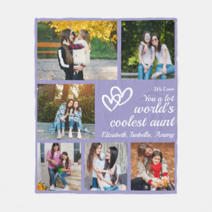 Personlig moster Violet 6 anpassad familjefoto Fleecefilt