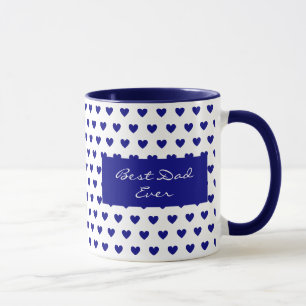 Personlig Motivation Deep Blue Hearts Mönster Mugg