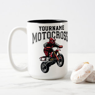 Personlig Motocross Dirt Bike Rider Racing Två-Tonad Mugg