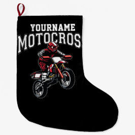 Personlig Motocross Dirt Bike Rider Tävla Stor Julstrumpa