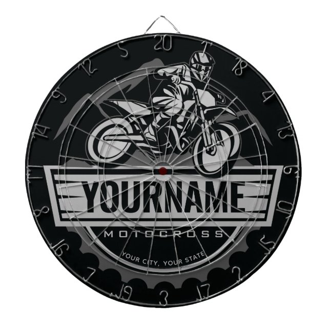 Personlig Motocross Rider Dirt Bike Backe Tävla Darttavla (Framsidan)