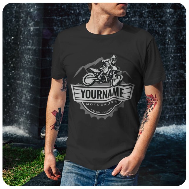 Personlig Motocross Rider Dirt Bike Backe Tävla T Shirt (Skapare uppladdad)