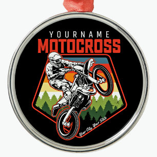 Personlig Motocross Tävla Dirt Bike Trail Ride Julgransprydnad Metall