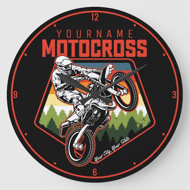 Personlig Motocross Tävla Dirt Bike Trail Ride Stor Klocka (Skapare uppladdad)