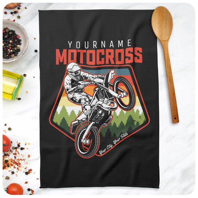 Personlig Motocross Tävling Smuts Cykel Stig Ridni Kökshandduk (Skapare uppladdad)