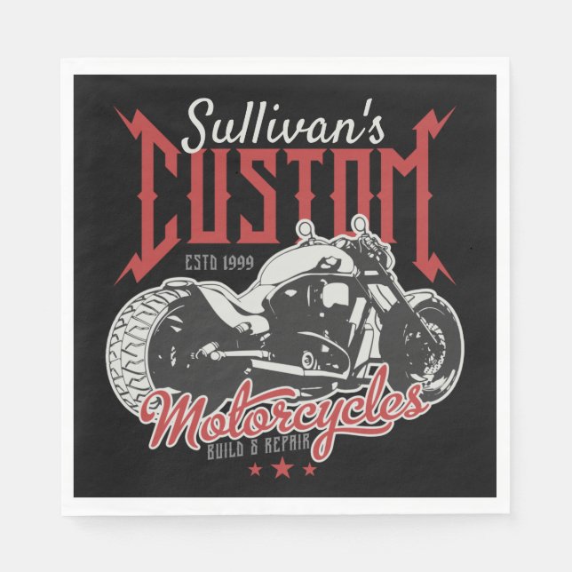 Personlig Motorcycle Big Bad Bike Biker Garage Pappersservett (Framsidan)