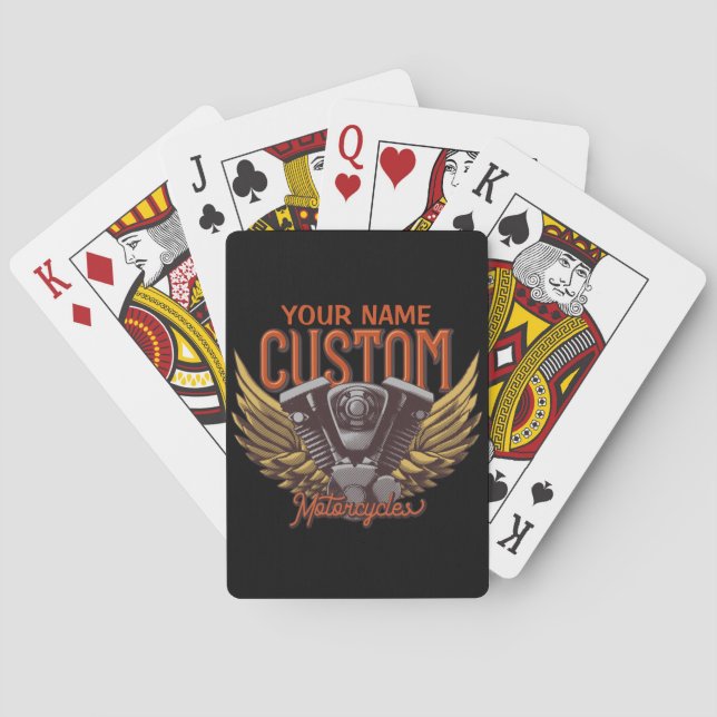 Personlig Motorcycle Eagle Vingar Biker Garage Casinokort (Baksidan)