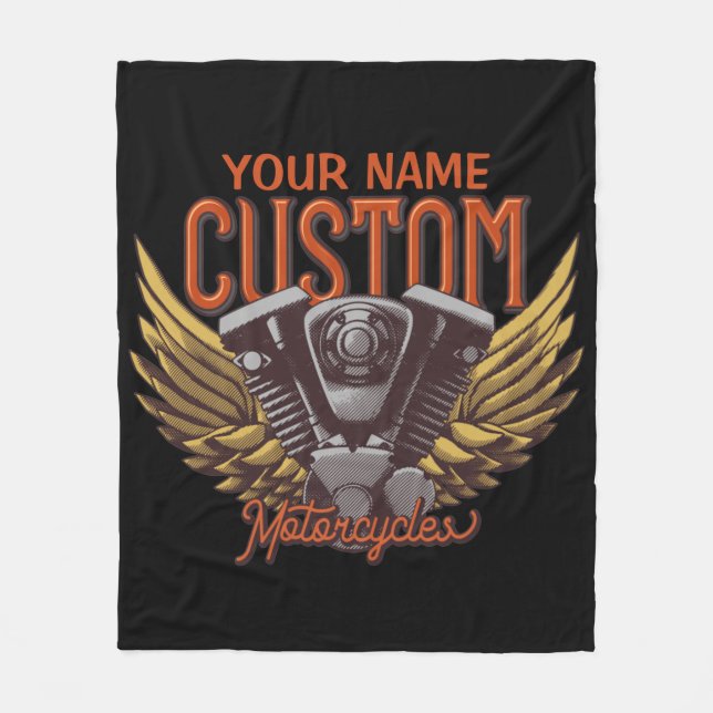 Personlig Motorcycle Eagle Vingar Biker Garage Fleecefilt (Framsidan)