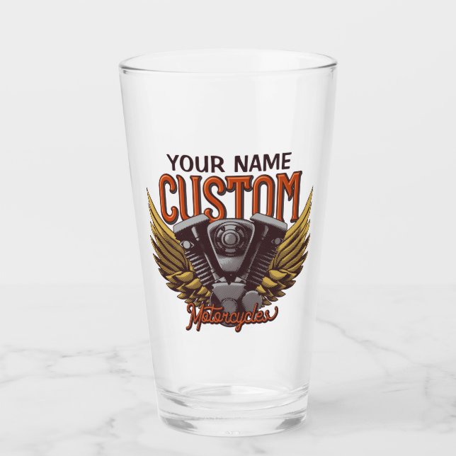 Personlig Motorcycle Eagle Vingar Biker Garage Glaskopp (Framsida)