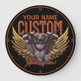 Personlig Motorcycle Eagle Vingar Biker Garage Stor Klocka