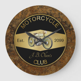 Personlig Motorcycle Klubb Black & Guld Stor Klocka