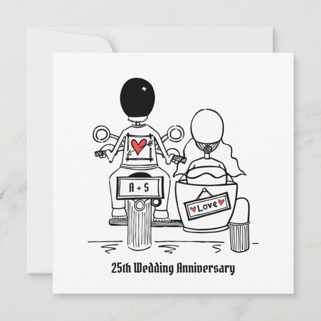 Personlig Motorcycle & Sidecar-årsdagen Inbjudningar (Framsida)