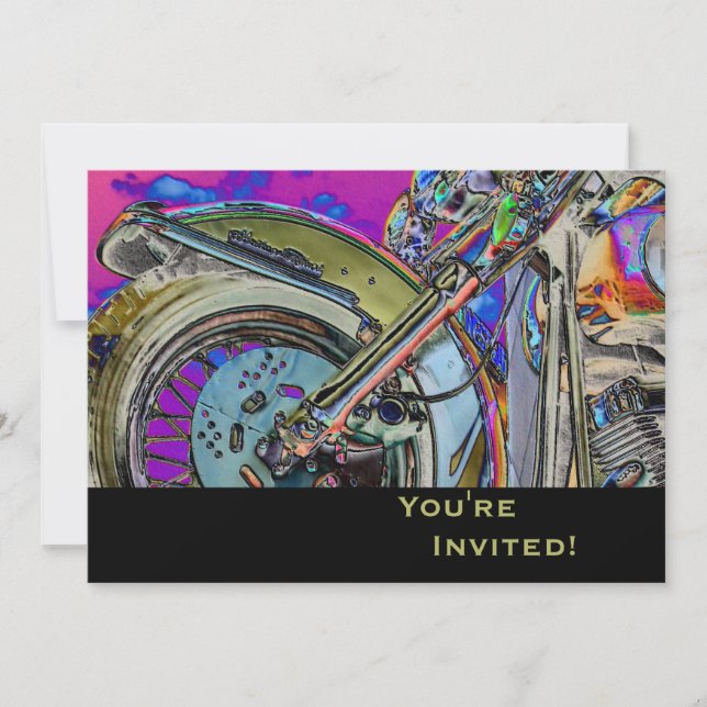 Personlig motorcykel| 40:e födelsedagen i Party Inbjudningar (Framsida)