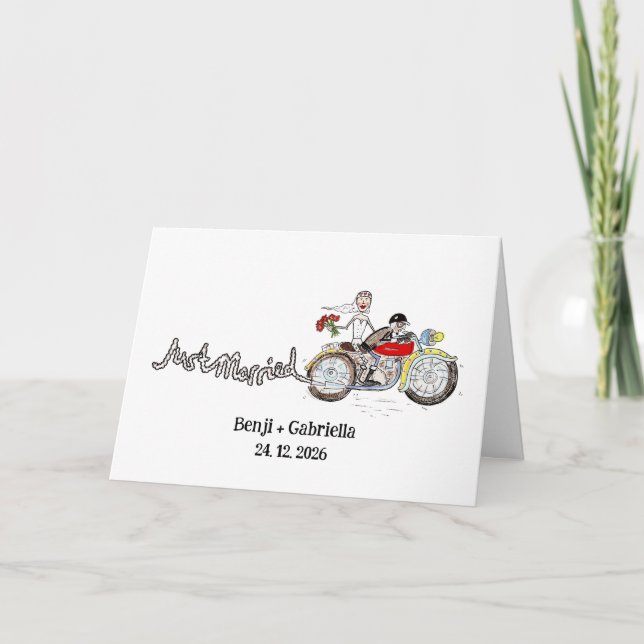 Personlig Motorcykel Brud och Brudgum Bröllop Kort (Framsida)