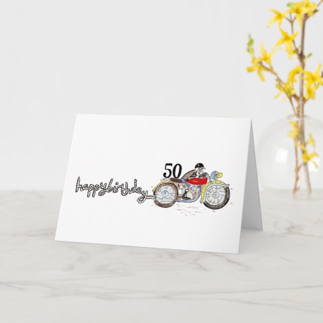 Personlig motorcykel-födelsedag kort (Gul blomma)