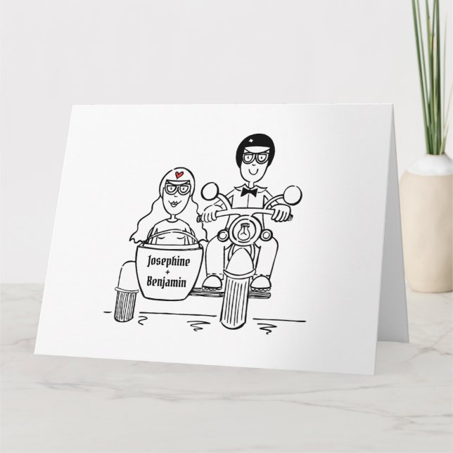 Personlig motorcykel-Hälsningar för bröllop Kort (Framsida)