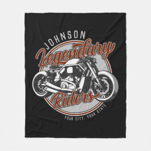 Personlig Motorcykel Legendary Rider Biker NAMN Fleecefilt