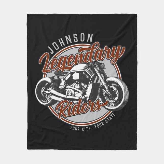 Personlig Motorcykel Legendary Rider Biker NAMN Fleecefilt (Framsidan)