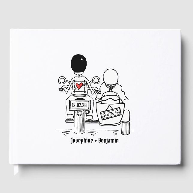 Personlig Motorcykel & Sidecar Bröllop Gästböcker (Framsida)