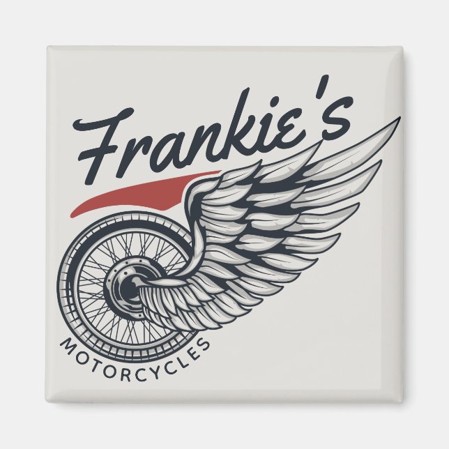 Personlig Motorcyklar som flyger Däck Biker Shop Magnet (Framsidan)