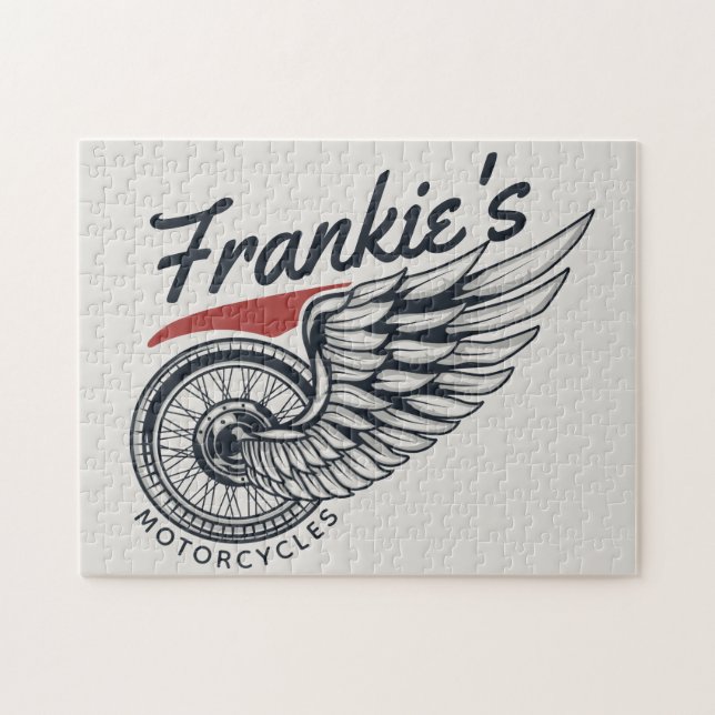 Personlig Motorcyklar som flyger Däck Biker Shop Pussel (Horisontell)