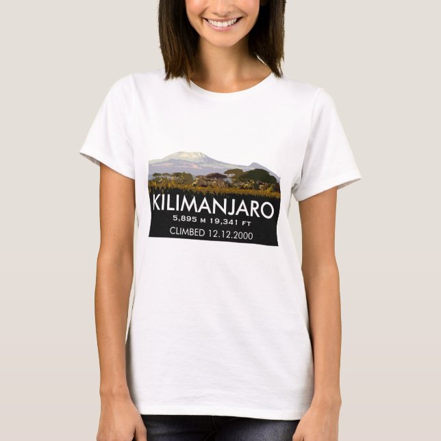Personlig Mount Kilimanjaro klätterminnesmärke Tee Shirt (Framsida)