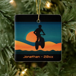 Personlig Mountain Bike Sunset-jul Julgransprydnad Keramik