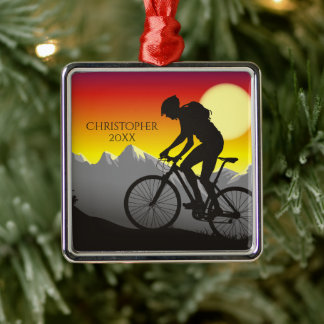 Personlig Mountain Biker Börjar jul Julgransprydnad Metall
