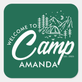 Personlig Mountain Camp Bachelorette Party Fyrkantigt Klistermärke