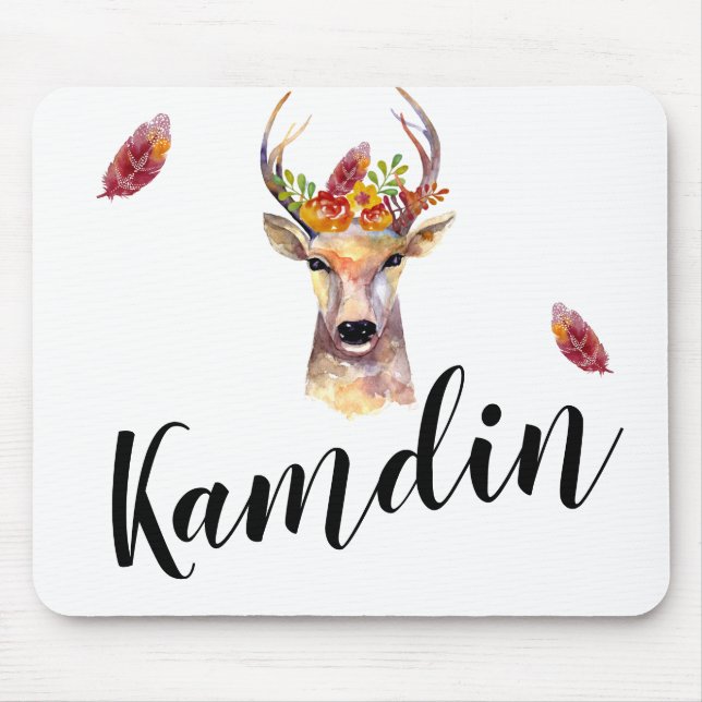 Personlig Mouse Pad boho hjort Buck head Brownin Musmatta (Framsidan)