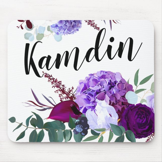 Personlig Mouse Pad Lavender Hibiscus på Whit Musmatta (Framsidan)