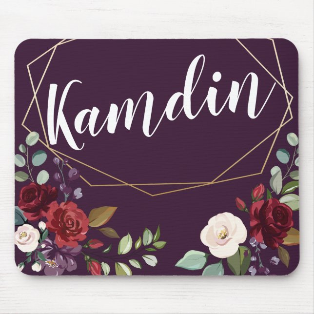 Personlig Mouse Pad Plum Lila Ro Guld Geom Musmatta (Framsidan)