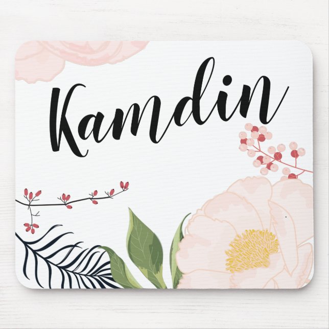 Personlig Mouse Pad White Blommigt Flowers on Whi Musmatta (Framsidan)