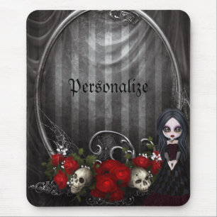 Personlig Mousepad - Goth flicka, döskallar & ro Musmatta