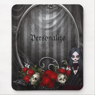 Personlig Mousepad - Goth flicka, döskallar & ro Musmatta