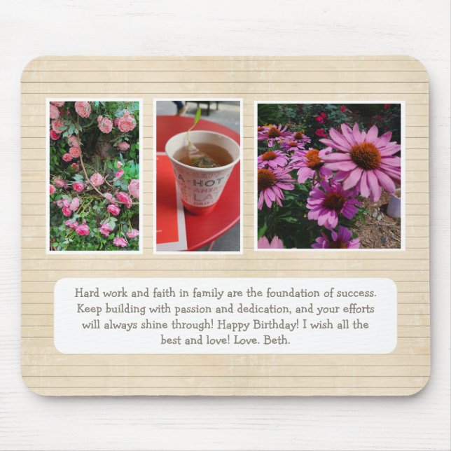 Personlig Mousepad med foton och meddelanden Musmatta (Framsidan)