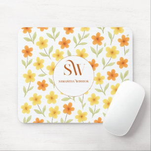 Personlig Mousepad med Orange Gultens Blommigt Musmatta