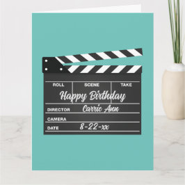 Personlig Movie Clapboard Aqua Birthday Card Kort