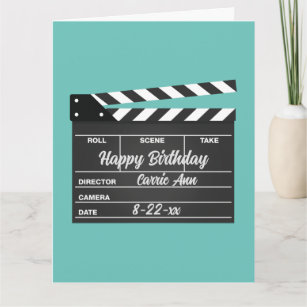 Personlig Movie Clapboard Aqua Birthday Card Kort