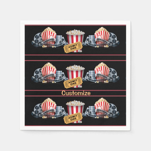 Personlig Movie Night Popcorn Napkins Pappersservett (Framsidan)