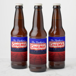 Personlig Movie Theater Cinema Family Room Ölflaska Etikett