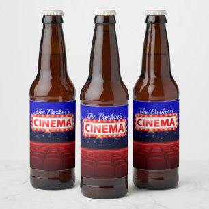 Personlig Movie Theater Cinema Family Room Ölflaska Etikett